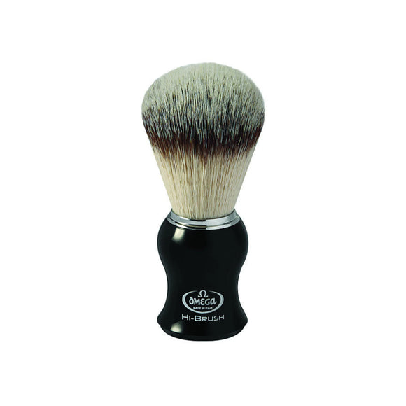 Omega Shave Brush, Synthetic Fibers - Black Handle