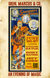 Vintage-style poster for a magic show in Salem MA featuring 3 performers
