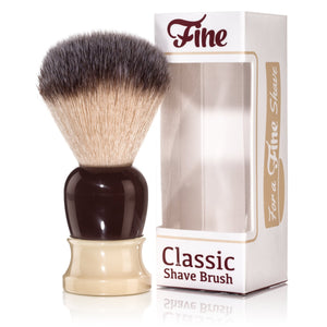 Classic Shaving Brush, Synthetic Fibers - Crimson/Ivory Handle