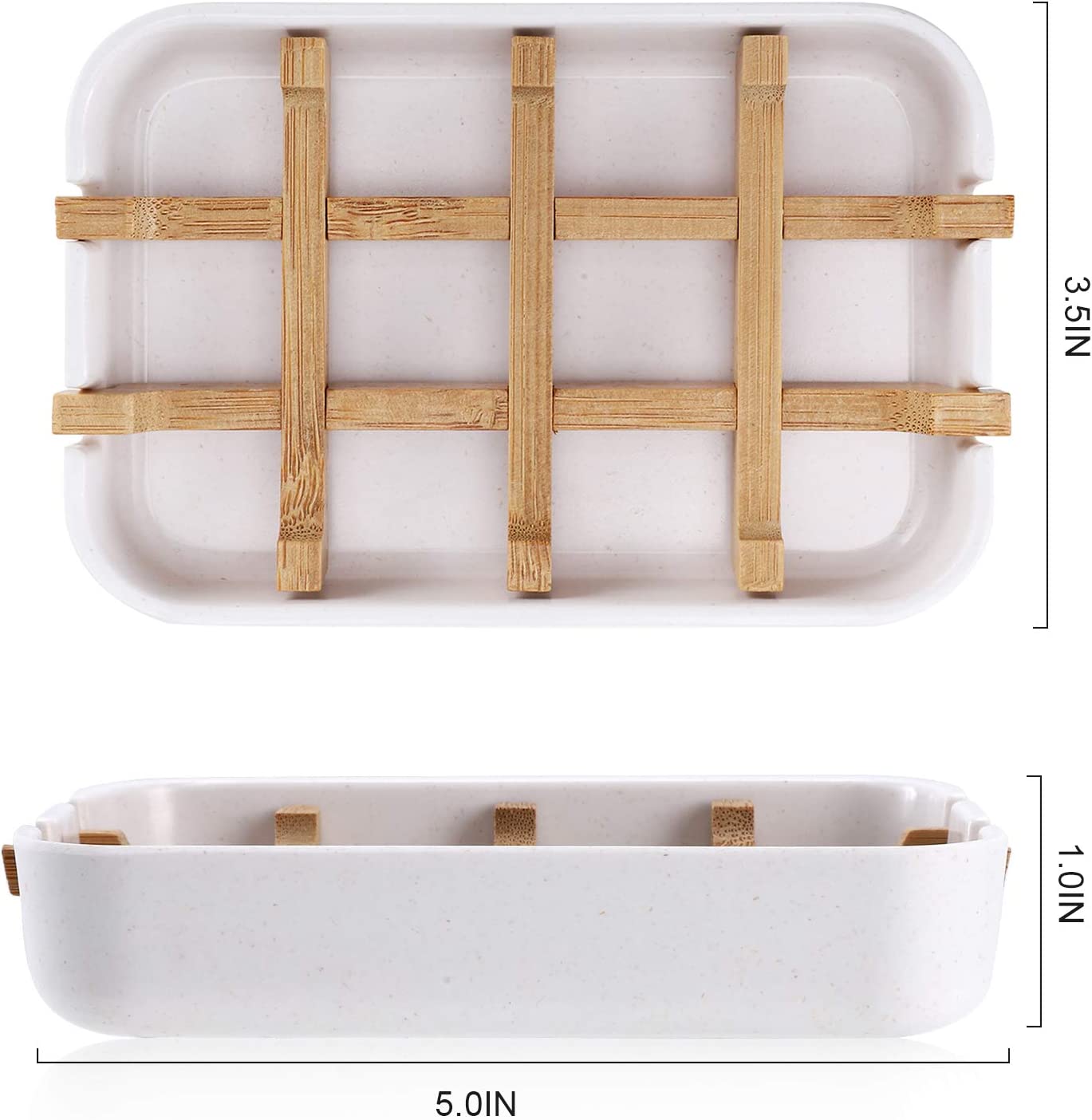 Modern Kitchen White Dish + Hand Soap bottles + scrubby + bamboo tray SET
